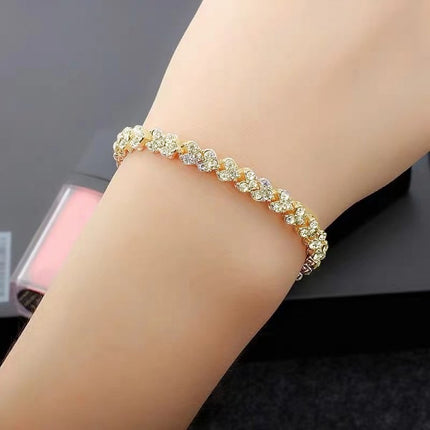 Girls Fashion Rhinestone Cute Chain Bracelet - Golden