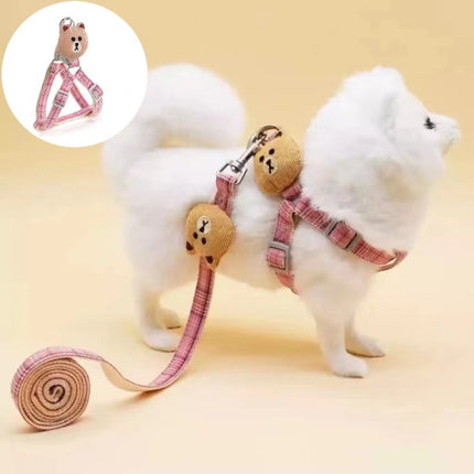 Adjustable Pet Dog Cat Collar Leash Rope - Pink