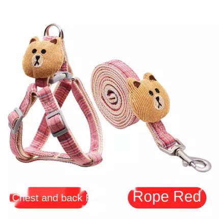 Adjustable Pet Dog Cat Collar Leash Rope - Pink