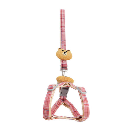 Adjustable Pet Dog Cat Collar Leash Rope - Pink