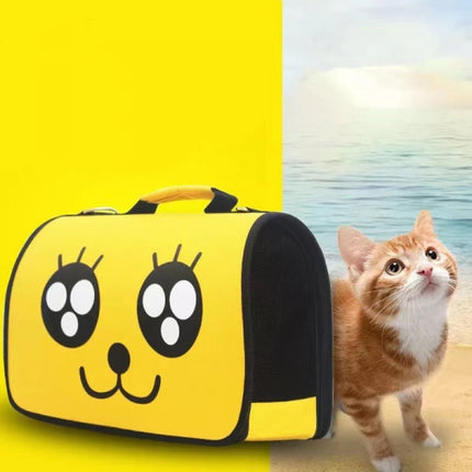 Outdoor Portable Pet Dog Cat Breathable Cartoon Carrier Bag - Yellow