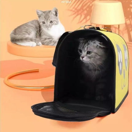 Outdoor Portable Pet Dog Cat Breathable Cartoon Carrier Bag - Yellow