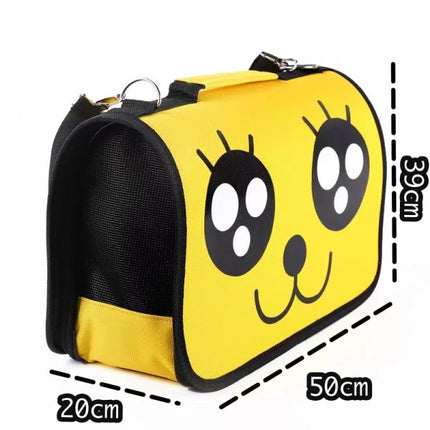 Outdoor Portable Pet Dog Cat Breathable Cartoon Carrier Bag - Yellow