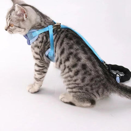 Cute Dog Cat Bow Pets Vest Type Traction Rope - Blue