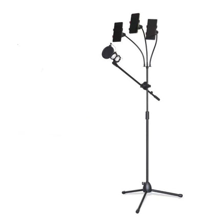 4 In 1 Mobile Phone Tripod Floor Stand With Mic Filter Multi Holders Live Stream Tiktok High Quality