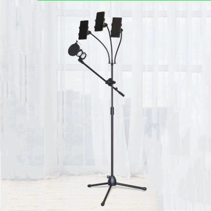 4 In 1 Mobile Phone Tripod Floor Stand With Mic Filter Multi Holders Live Stream Tiktok High Quality