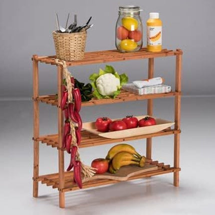 4 Tier Wide Capacity Natural Wooden Shoe Organizer Storage Rack - Brown