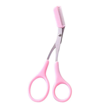 Eyebrow Trimmer Fancy Scissor With Comb - Pink