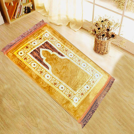 Thin Foam Soft Good Quality Large Rug Prayer Mat 70 X 110 CM - Golden