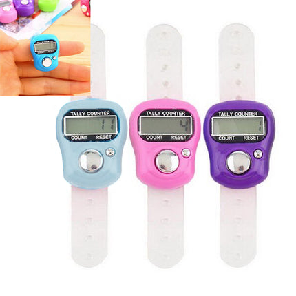 3 PCs Digital Finger Ring Counter Tally Tasbeeh - Purple Pink