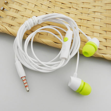 Wired Controlled Clear Sound Music Stereo Earphone With Mic - White Green