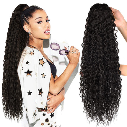 26 Inch Natural Fluffy Curly Stylish Ponytail Wig - Black