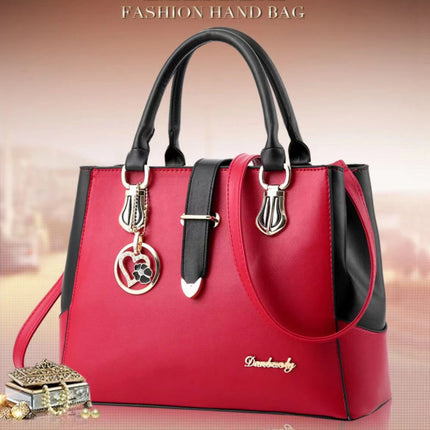 Women Elegant Fashion Wide Capacity Handbag - Wine Red