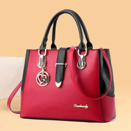 Women Elegant Fashion Wide Capacity Handbag - Wine Red