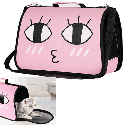 Outdoor Portable Pet Dog Cat Breathable Cartoon Carrier Bag - Pink