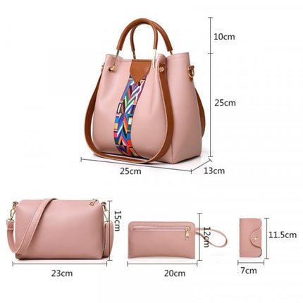 4 Pieces Women Fashion Synthetic Shopping Handbags Set - Brown