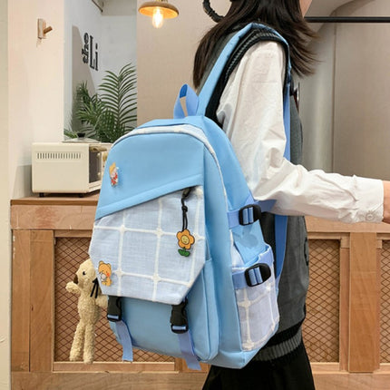 Set Of 4 Pieces Outdoor Travel Laptop School Backpack Set - Sky Blue