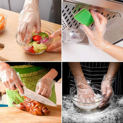 500 Clear Disposable Cooking Cleaning Gloves Transparent Plastic for Maximum Convenience