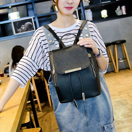 Luxury Black Leather Backpack - Magnetic Closure - Stylish Women's Travel Bag