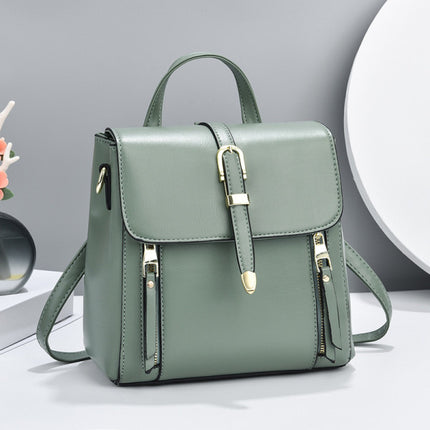 Green Magnetic Closure Women's Backpack with Adjustable Handles