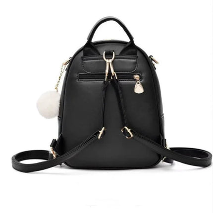 Stylish Girls Black Traveller Backpack with Synthetic Leather Straps and Multiple Compartments