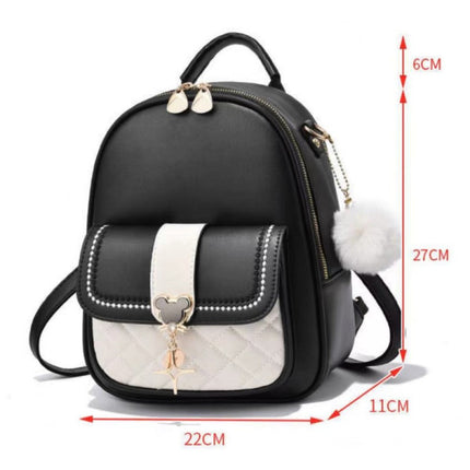 Stylish Girls Black Traveller Backpack with Synthetic Leather Straps and Multiple Compartments