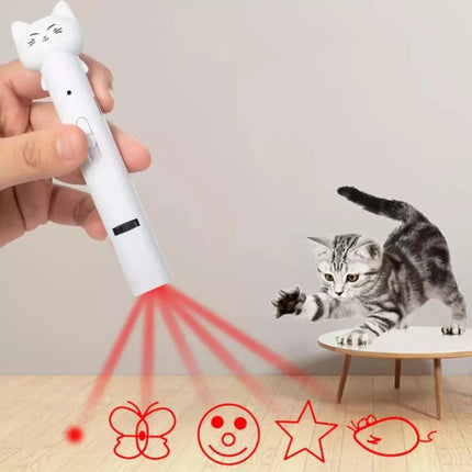 Infrared Projection USB Charging Funny Cat Pen - White