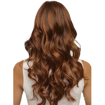 30 Inches Ladies Mid Part Wigs Natural Look Long Curly Women Fashion Easy To Wear Adjustable Strap Velcro Closure Shiny Girls Hair Wig - Light Brown