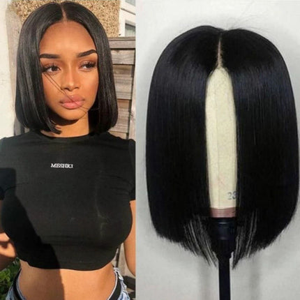 Lady Synthetic Fiber Short Straight Hair Wig - Black