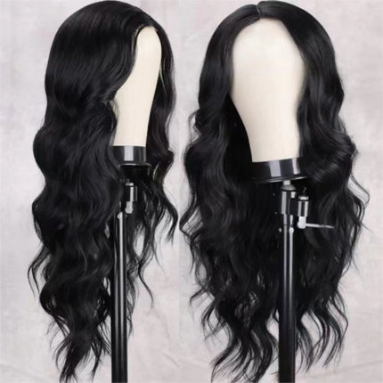 26 Inches Girls Wigs Women Fashion Long Curly Wavy Wig Easy To Wear Adjustable Strap Ladies Fake Hair Wigs - Black