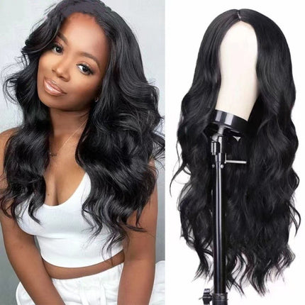 26 Inches Girls Wigs Women Fashion Long Curly Wavy Wig Easy To Wear Adjustable Strap Ladies Fake Hair Wigs - Black