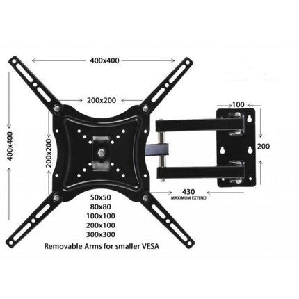 Versatile Black Metal TV Wall Mount Bracket Effortlessly Organize and Safely Mount Your LED TV with this Moveable Wall Stand