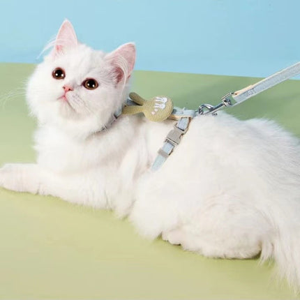 Nylon Cat Collar Adjustable Pet Traction Rope - Light Blue