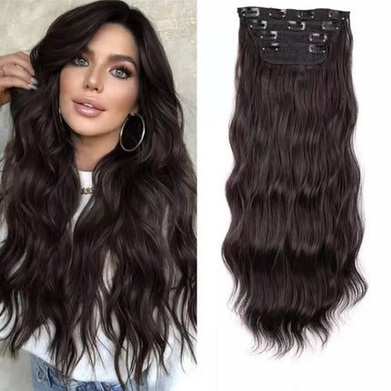 4 Piece Set Of Multi Size Fashion Wigs Hair Extensions - Black Brown - 22 Inshes