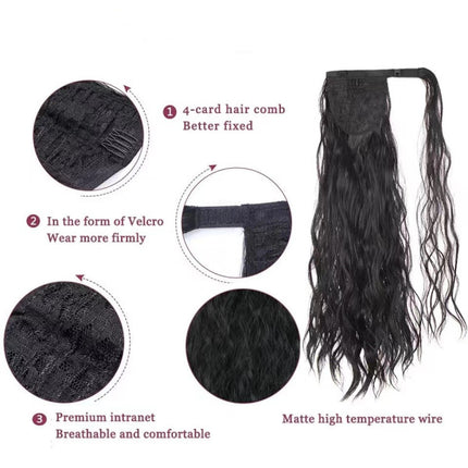 Stylish Black Velcro Hair Extension for Fabulous Women Long Fashionable Easy to Use