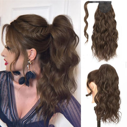 Velcro Closure Light Brown Ponytail Hair Extension for Women Trendy and Convenient Fashion Accessory