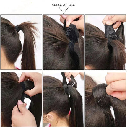 Velcro Closure Light Brown Ponytail Hair Extension for Women Trendy and Convenient Fashion Accessory