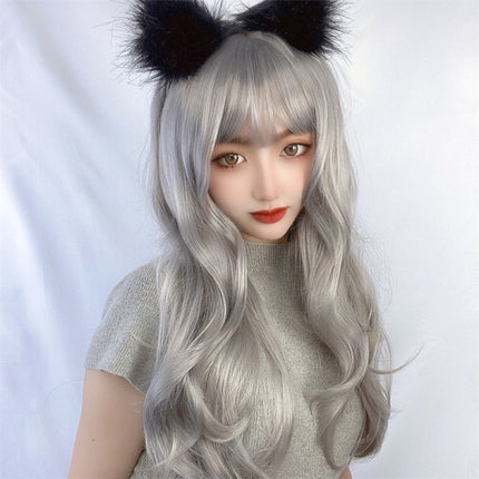 Women Big Wave Temperament Long Curly Hair Wig - Silver