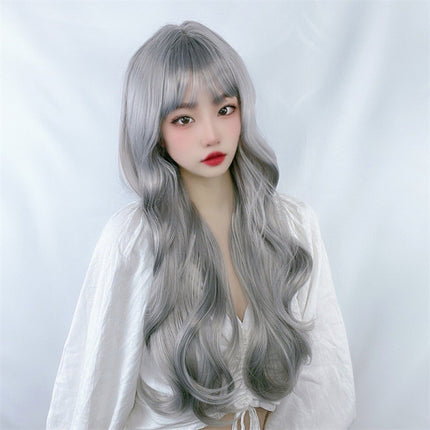 Women Big Wave Temperament Long Curly Hair Wig - Silver