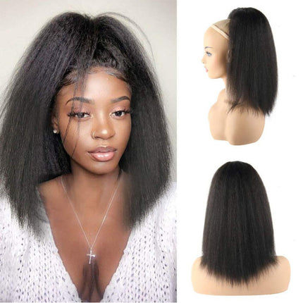 Hair Puff Straight Black Realistic Hair Extension Wig - Black