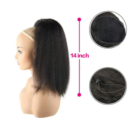 Hair Puff Straight Black Realistic Hair Extension Wig - Black