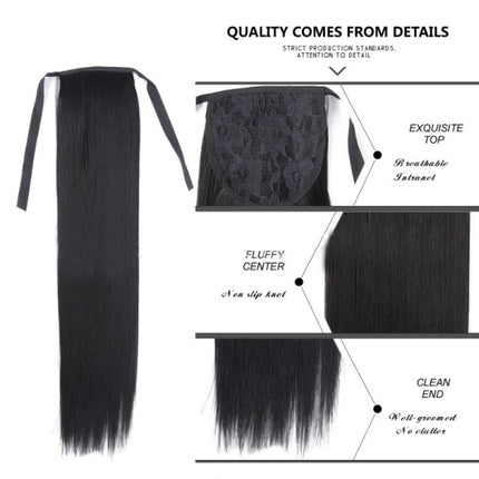 20 Inches Clip On Easy To Wear Straight Ponytail Hair Extension Wig Girls Fashion Fake Shiny Hair Wigs - Black