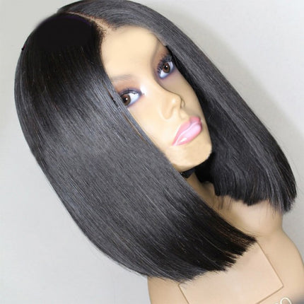 Border Line Head Shiny Short Straight Hair Wig