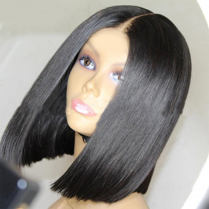 Border Line Head Shiny Short Straight Hair Wig