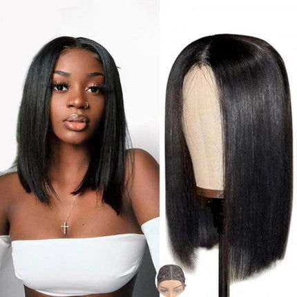 Border Line Head Shiny Short Straight Hair Wig