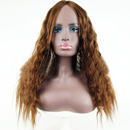 26 Inches Long Curly Golden Women Wigs Real Look Fake Hair Wig For Girls - Golden