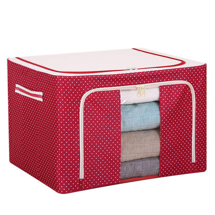 Polka Dots Zipper Closure Blanket Bedsheet Storage Pouch Bag - Red