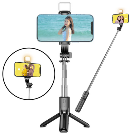 Wireless Selfie Stick Portable Stainless Steel Bluetooth Enabled Perfect for All Phone Models Black