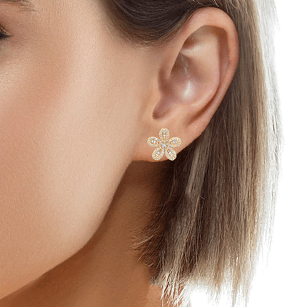 Temperament Small Flowers Earrings - Golden