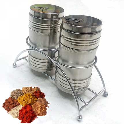 Stainless Steel Spice Rack With Stand - Silver